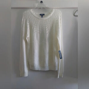 New Modcloth Open knit ivory sweater classic Career Winter